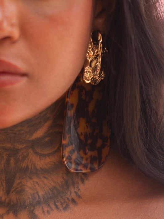 Maxi brincos gold brown