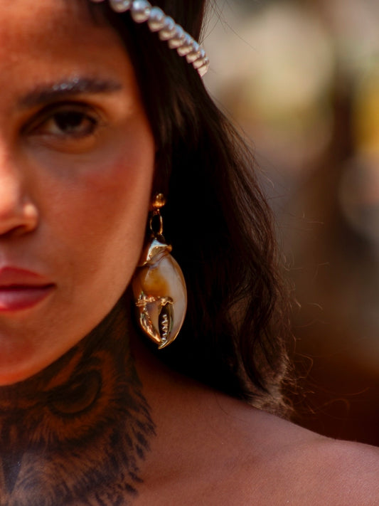 Par de brincos artesanais Caranguejo