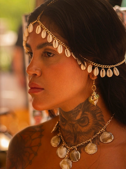 Par de brincos caracol musgo