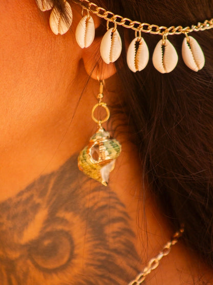 Par de brincos caracol musgo