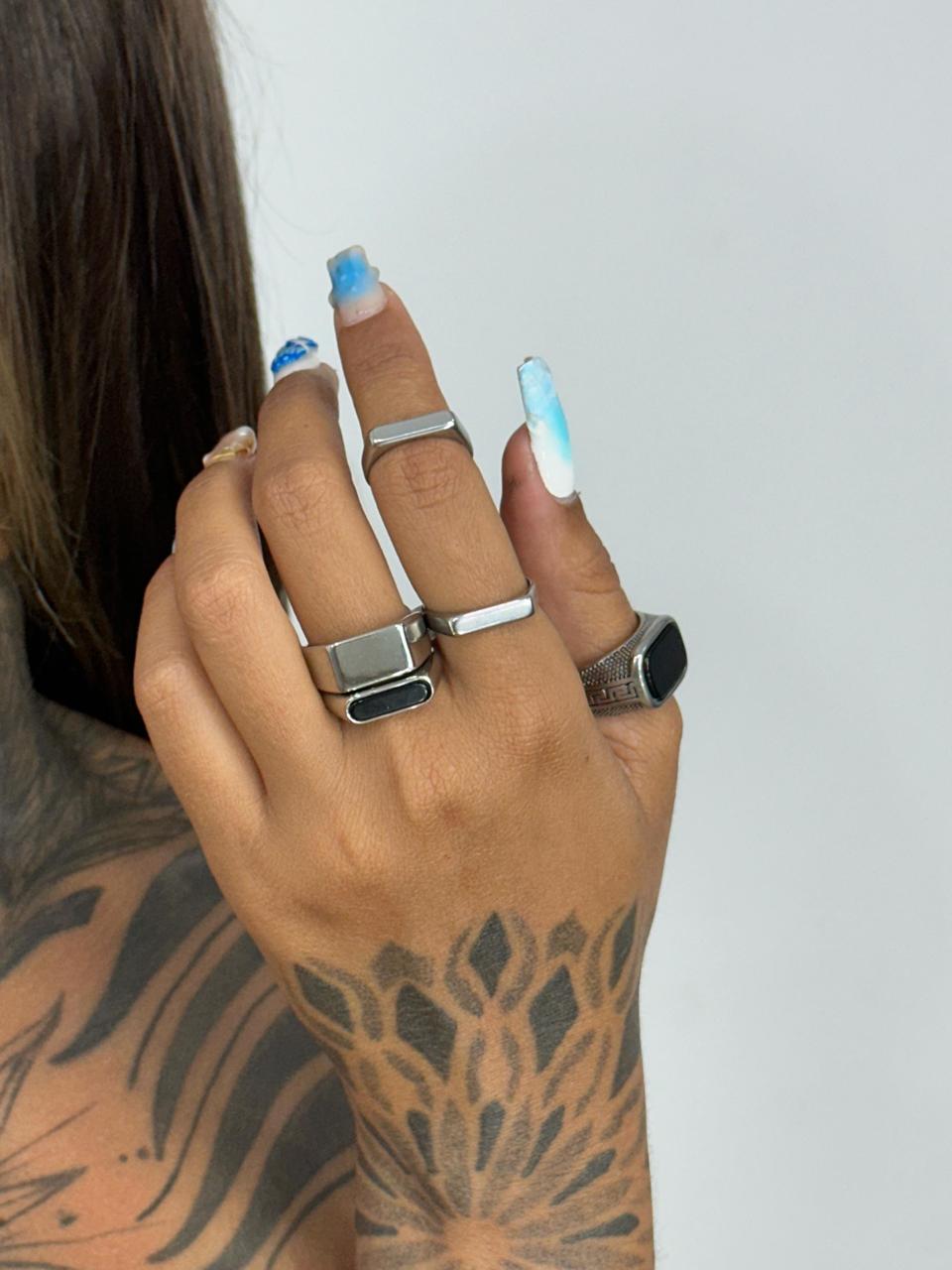 Anéis Azis -  aço inoxidável prata ou dourado