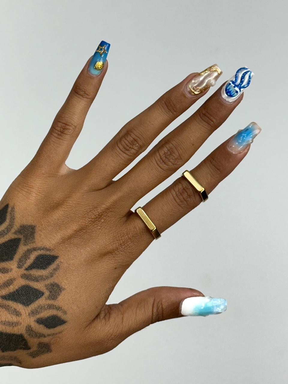 Anéis Azis -  aço inoxidável prata ou dourado