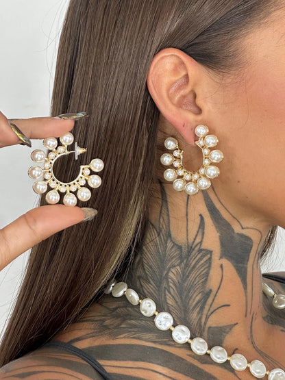 Par de brincos Arco de Pérolas