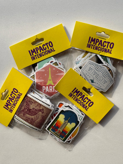 Pac de adesivos - Viagens e Selos (25 unidades)
